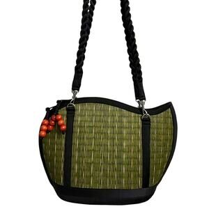 Saraye Original Tatami Style Purse from Cambodia - Algae Green Kiri Wave Purse
